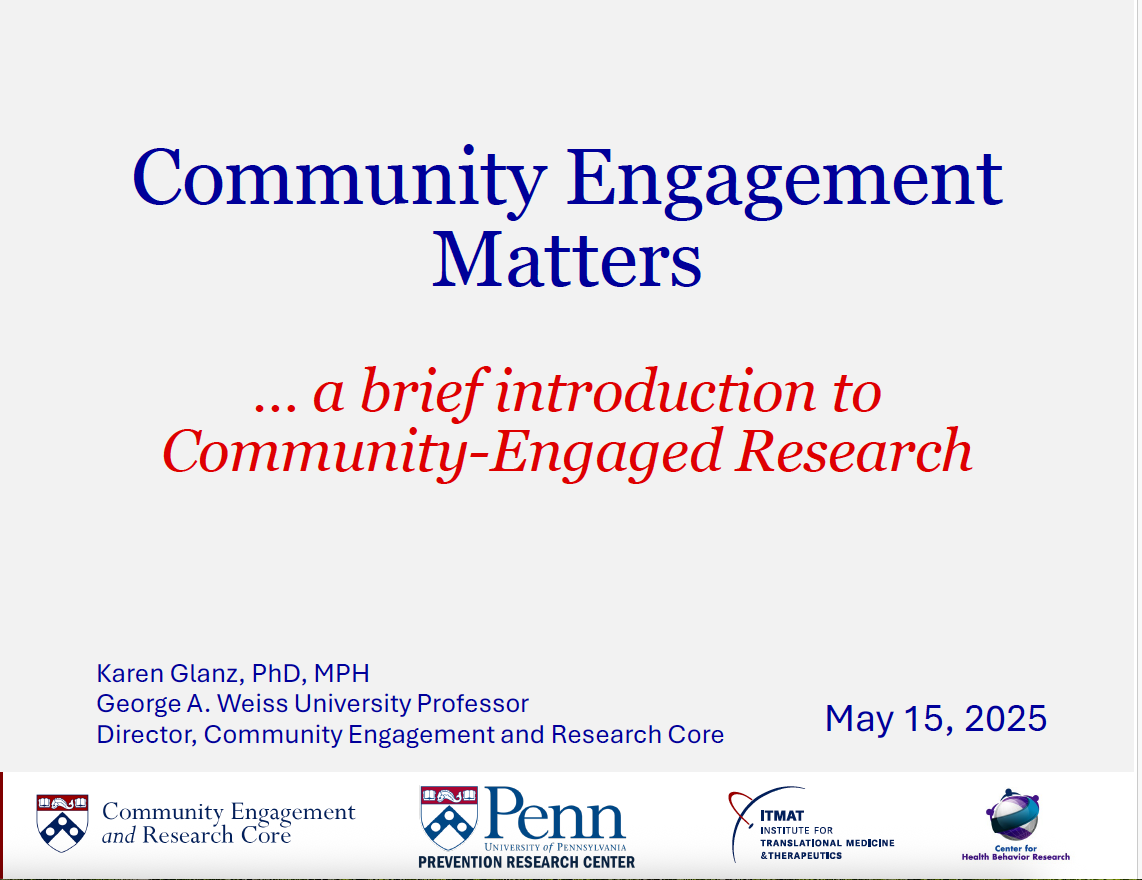 A Brief Introduction to Community-Engaged Research - Penn CEAR Core